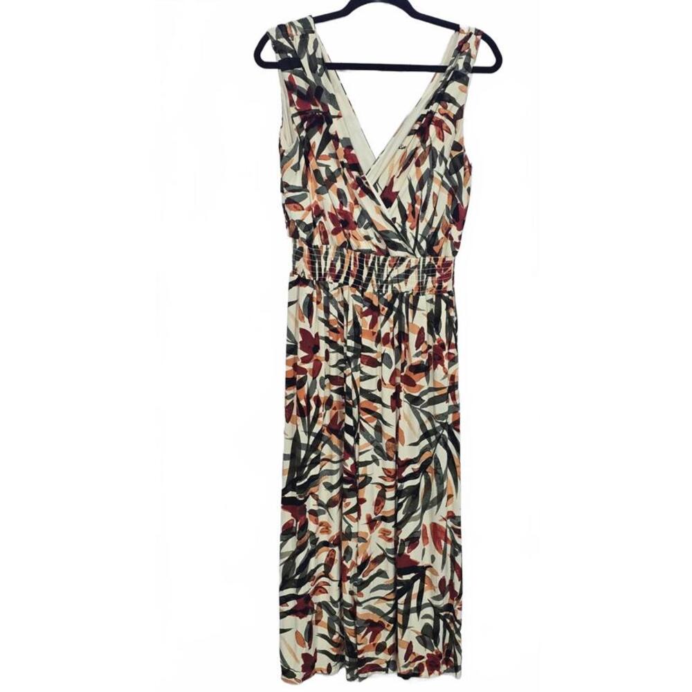 Floral Print Women's 1px  Maxi capri with V-Neck